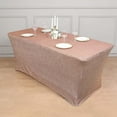 thumbnail image 3 of Efavormart 6ft Metallic Blush / Rose Gold Glitter Rectangular Spandex Fitted Table Cover, Stretch Fit Tablecloth, 3 of 9