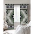thumbnail image 3 of Sagge Green Boho Blackout Curtains, Light Blocking Print Window Curtains, Country Southwest Aztec Geometric Thermal Insulated Window Drapes for Living Room Kitchen Cafe 2 Panels, 84"W x 84"L, 3 of 9