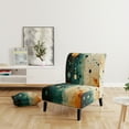 thumbnail image 2 of Designart "Blue Orange Mid Century Minimalist Oasis I" Teal Abstract Collages Upholstered Accent Chair - Modern Arm Chair For Living Room, 2 of 5