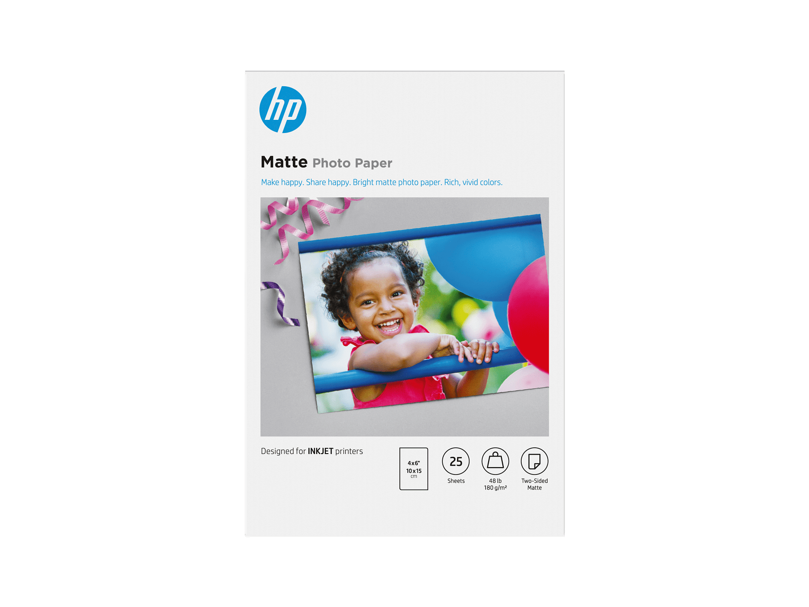 (5 pack) HP Matte Photo Paper | 25 Sheets | 4" x 6" | Exceptional quality