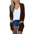 thumbnail image 1 of Pockets Round Neck Outwear Solid Color Cardigan Autumn Women Coat Open Front Warm Pullover Long Cable Knitted Sweater Fashion Loose Knitwear, 1 of 7