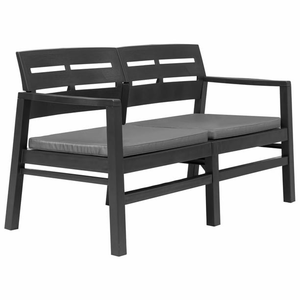 Carevas 2 Seater Garden Bench With Cushions 52 4 Plastic Anthracite For All Outdoor Living Spaces Com - 2 Seater Garden Bench Seat Pads