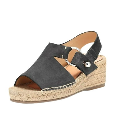 

TTQLVZJGSE Women s Simple Summer Comfortable Lightweight Flat Bottom Slope with Casual Sandals Vintage Buckle Hemp Rope Sole Wedge Open Toe Mom Shoes