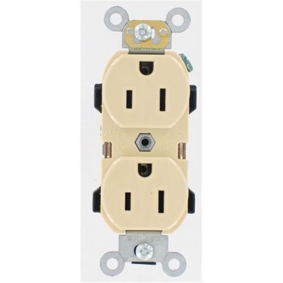 Leviton Mfg  Industrial Grade Straight Blade Duplex Receptacle - White