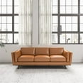 thumbnail image 2 of Pemberley Row Genuine Leather Tan Sofa Rectangular High Density Foam Cushions 89" Unassembled, 2 of 5