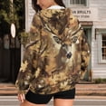 thumbnail image 3 of Uorisanigo Hunting Deer Camo Forest Womens Zip Up Hoodies Slight Stretch Drop Shoulder Oversized Long Sleeve Zip Hoodies Size 3XL Loose Comfortable Fall Fashion Sweatshirt, 3 of 7