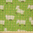 thumbnail image 2 of Ambesonne Cattle Fabric by the Yard Microfiber, Goats on Green Field, 5 Yards, Apple Green Beige, 2 of 4