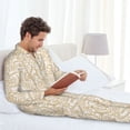 thumbnail image 6 of Fuzoiu Plant Print Men's Long-Sleeved Pajama,Lounge Button Down Nightwear,Mens Notch Collar Pajama Set -Small, 6 of 7