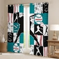 thumbnail image 2 of Erosebridal Teal Black Baseball Curtains Pack of 2 (42x84 Each), Sport Curtains Blackout for Boys and Girls, 2 of 6