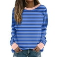 thumbnail image 2 of Plus Size Tops for Women S-5X Trendy Stripe Printed Crewneck Pullover Sweatshirts Top Ladies Casual Long Sleeve Basic Going Out T Shirts, 2 of 5