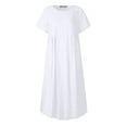 thumbnail image 4 of SMihono Robe Maxi Bohème d'Été pour Femmes Grande Taille Mode Féminine Manches Courtes Col Rond Poche Robe Longue Rétro Plage Robe d'Été, 4 of 5