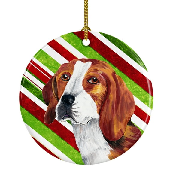 Carolines Treasures SC9329-CO1 Beagle Candy Cane Holiday Christmas Ceramic Ornament 3 in multicolor