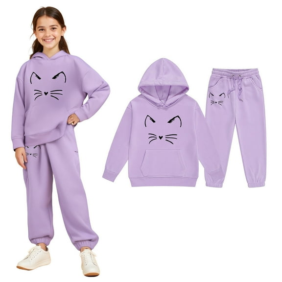 Toddler Girls Boys Sweatsuit Set 2PC Long Sleeve Graphic Sweatshirt Pullover Sweatpants Set Winter Clothes Girl Sets 2-3 Years
