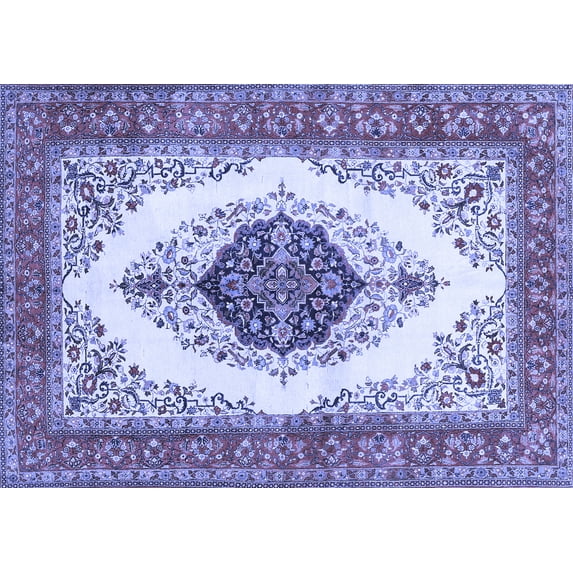 Ahgly Company Machine Washable Indoor Rectangle Persian Blue Traditional Area Rugs, 2' x 4'
