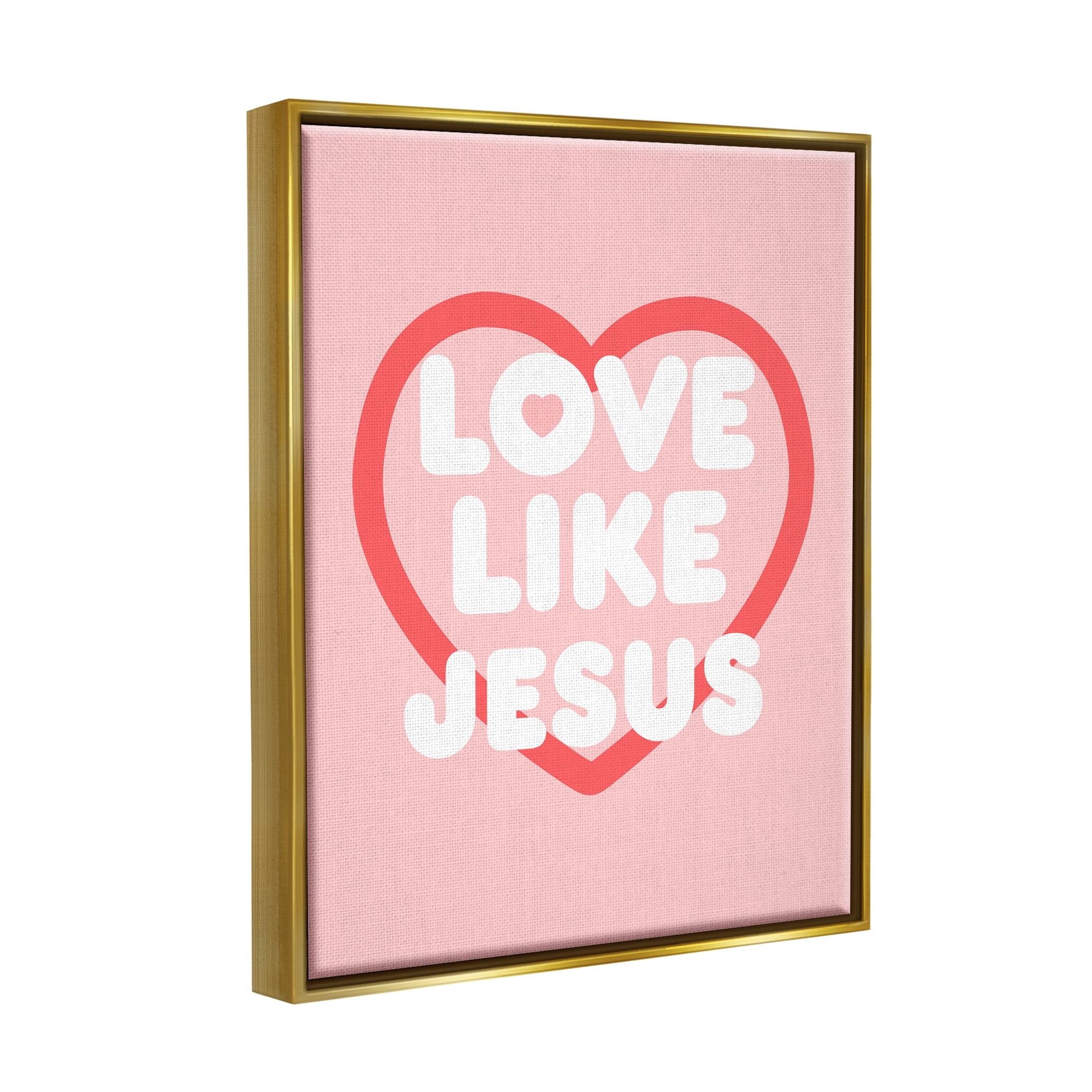 Stupell Industries Love Like Jesus Heart Inspirational Painting Gold Floater Framed Canvas Art Print Wall Art, 25 x 31