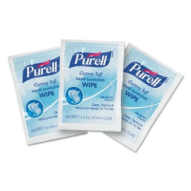 PURELL Cottony Soft Individually Wrapped Sanitizing Hand wips, 5 x 7, White, 1000/CT