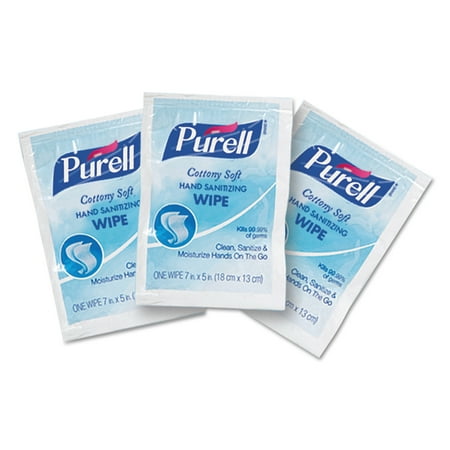 PURELL Cottony Soft Individually Wrapped Sanitizing Hand wips, 5 x 7, White, 1000/CT