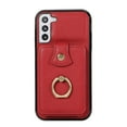 thumbnail image 6 of for Samsung Galaxy S22 Wallet Case with Card Holder, PU Leather Case with Ring Holder Kickstand, Snap Button Card Slots Case for Women Men for S22 with Crossbody Strap - Red, 6 of 7
