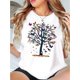 thumbnail image 1 of Women's Colorful Butterfly Tree Print Tee - Casual Crew Neck Short Sleeve T-Shirt, Stretchy & Machine Washable, Perfect for Summer, Creative, Colorful Butterfly Tree, Fashion, Casual, Summer Top, 1 of 6