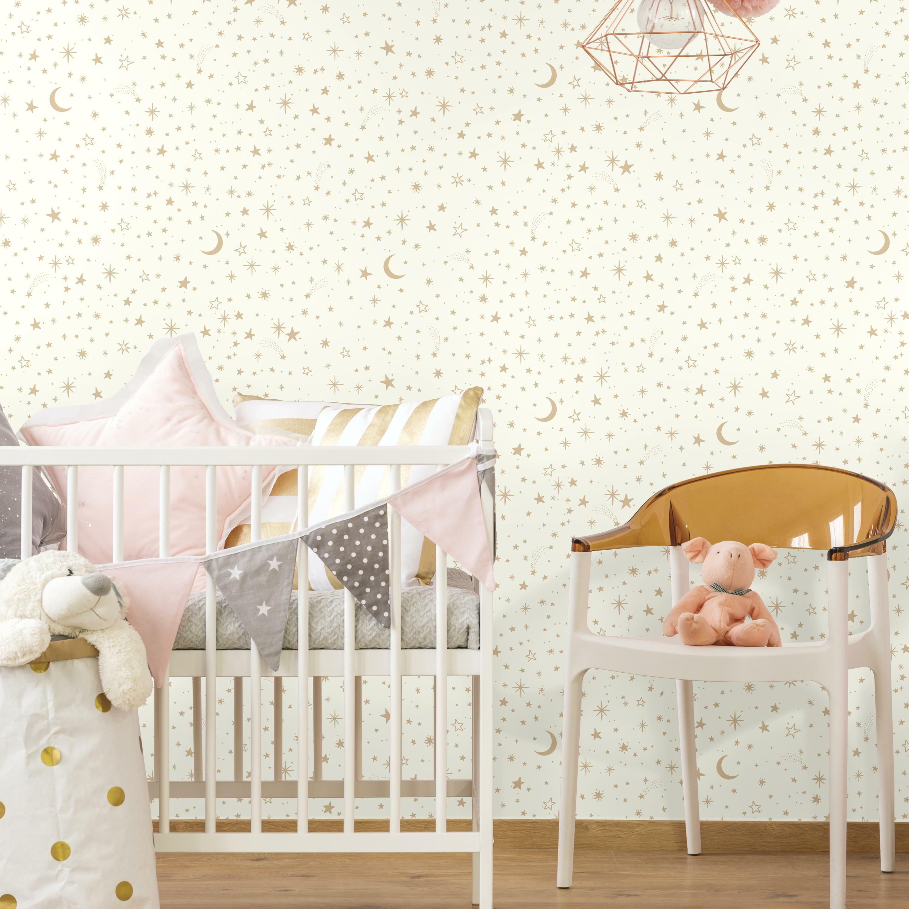 RoomMates Twinkle Little Star Gold Peel & Stick Wallpaper
