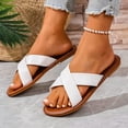 thumbnail image 6 of Wensltd Women's Sandals Summer Casual Retro Beach Outdoor Plus Size Wide Strap Sandals Open Toe Flat Sole White, 6 of 9