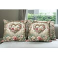 thumbnail image 5 of Ambesonne Floral Heart Throw Pillow Cover Pack of 4, Tender Medieval Garden, 4 Pcs-18" x 18", Laurel Green and Pink, 5 of 5