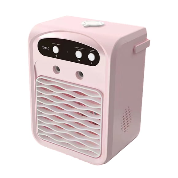 Bearachild Ventilador eléctrico pequeño con función Bluetooth para oficina y dormitorio. Mini enfriador de aire evaporativo. Electrodomésticos rosa