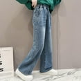 thumbnail image 5 of AherBiu Jeans for Girls Teens Elastic High Waisted Straight Wide Leg Denim Pants Vintage Jean Trousers with Pockets, 5 of 7
