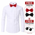 thumbnail image 3 of TANSILING Men's Formal Tuxedo Shirt Pleated Front with Bow Ties, 3 of 7