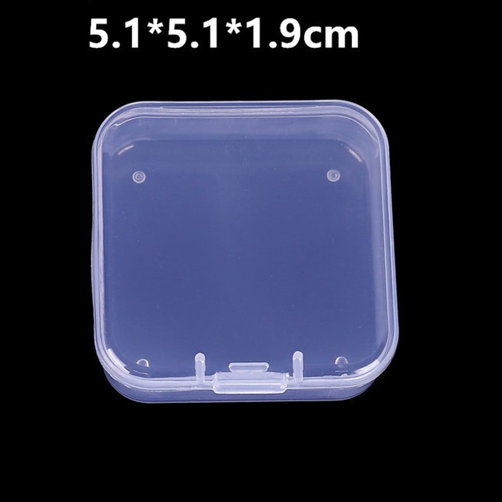 20pcs Mini Clear Plastic Small Box Hook Jewelry Earplugs Storage Container Case 