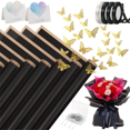 thumbnail image 2 of 40 Sheets Flower Wrapping Paper with 4 Rolls Flower Ribbons, 20 Cards, 36 Pcs 3D Gold Butterflies ,Black, 2 of 4