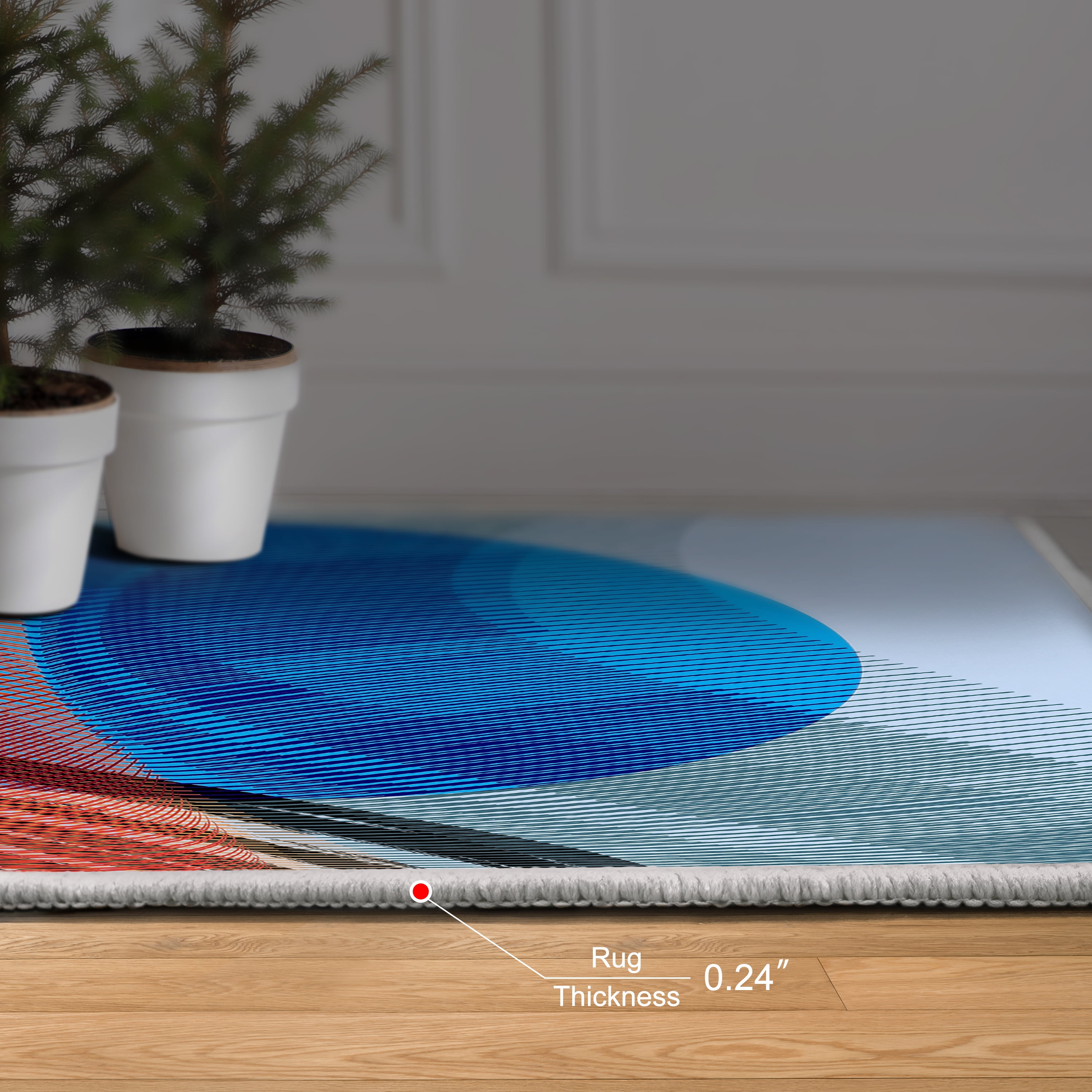 Ephemeral Sunset Washable Cirlces Art Area Rug size 8'x10', Power-loomed, Heavenly Softness with Non-Slipping Backing