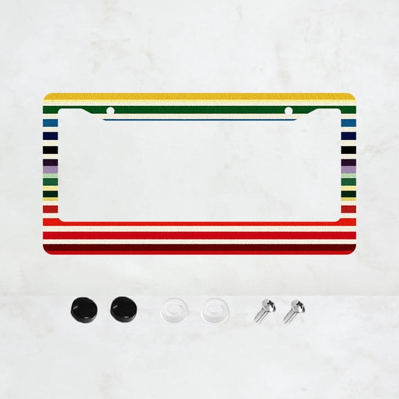 1pc Colorful Striped Pattern 2 Hole License Plate Frame, Aluminum Material, 6x12 Inches, with Screw Kit, Retro Novelty Car Decoration Gift, American License Plate Standard Universal Size