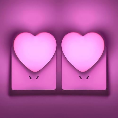 Night Lights Plug into Wall, LED Night Light for Kids, Cute Nightlight with Auto Dusk to Dawn Sensor, LED Nightlight with Soft Warm Light for Bedroom, Nursery, Bathroom, Hallway (2Pack Pink)