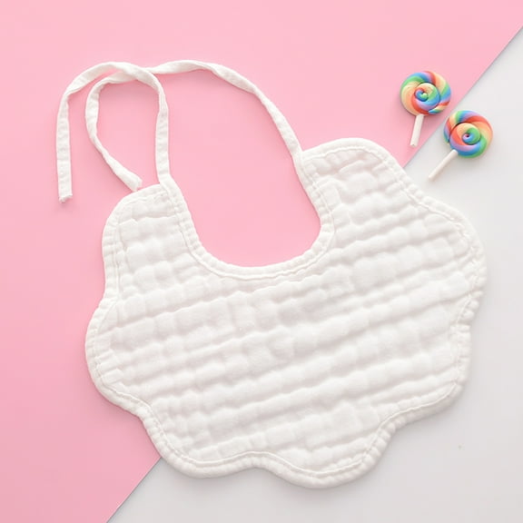 HAOTAGS Newborn Baby Cute Teething Bib Saliva Towel Solid Color Cotton Gauze Frenulum White Size One Size