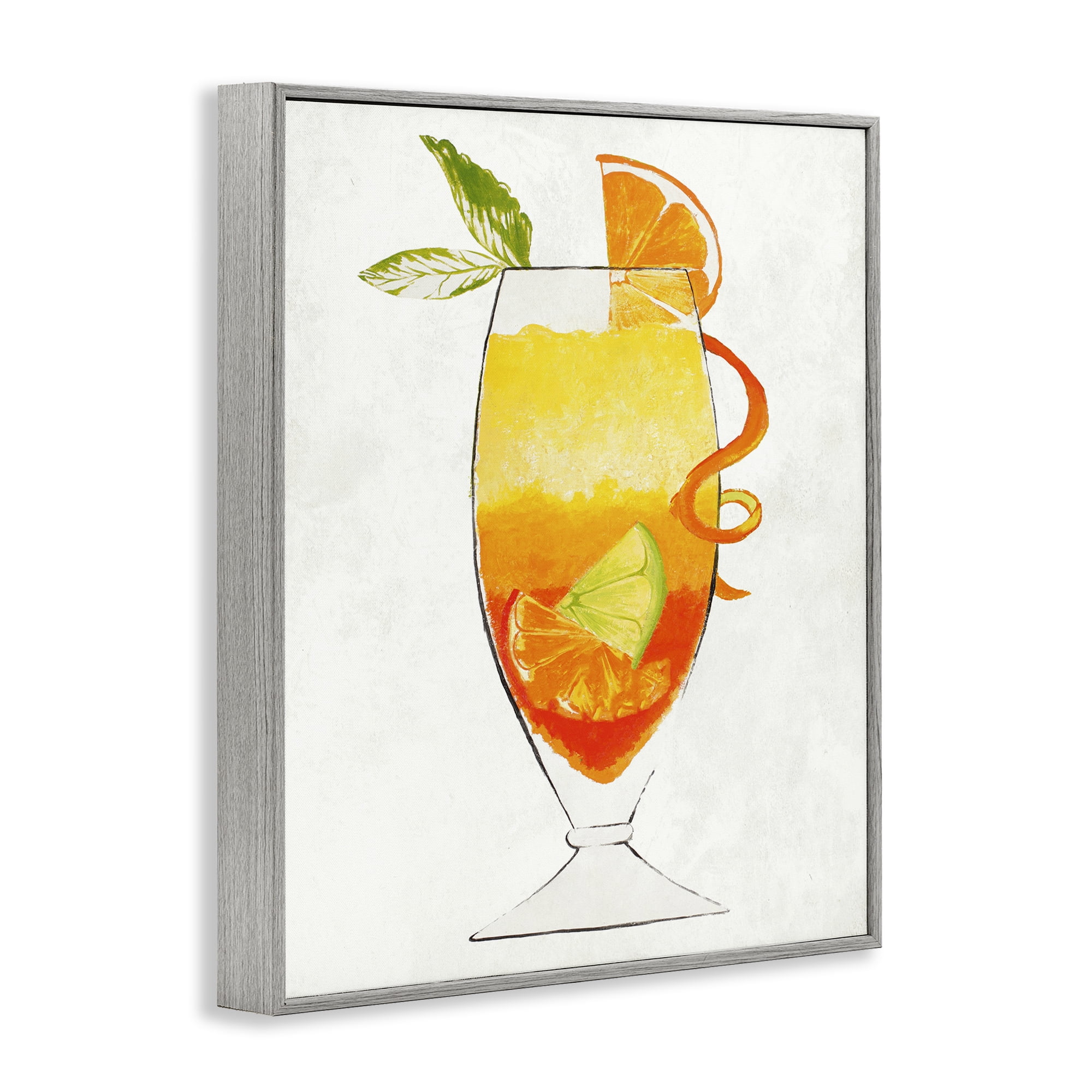 Stupell Industries Summer Cocktail Orange Fruit Gray Framed Giclee Art, design by Lorenzo Collective