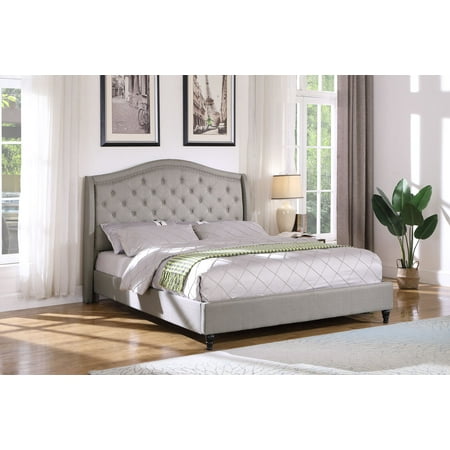 Best Master Furniture Queen Tufted Upholstered Panel/Platform Bed,