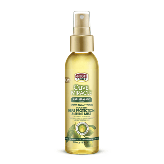 African Pride Olive Miracle Anti-Breakage Heat Protection Shine Mist, 4 oz
