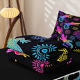 thumbnail image 5 of Manfei Tribal Lizard Zipper Queen Comforter Set with Fitted Sheet and 2 Pillowcases, Damask Flower Animal Zipper Bedding Set, Dark Purple Burgundy, Black Reversible, 4 Pieces, 5 of 7
