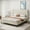 Beige, variant on King Size Bed Frame with 55.5"H Headboard, Boucle Upholstered Wingback Platform Bed Frame with Wood Legs, Sturdy Wood Slats for Bedroom, No Box Spring Needed, White