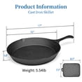 thumbnail image 6 of TINANA 12 inch Pre-Seasoned Cast Iron Skillet with Handle and Dual-Use Insulating Pad, 6 of 7