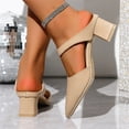 thumbnail image 4 of Miluxas Pumps for Women Pointed Toe Chunky Heels Comfortable Block Heel Plus Size Work Dress Pump Shoes Khaki 9(42), 4 of 9