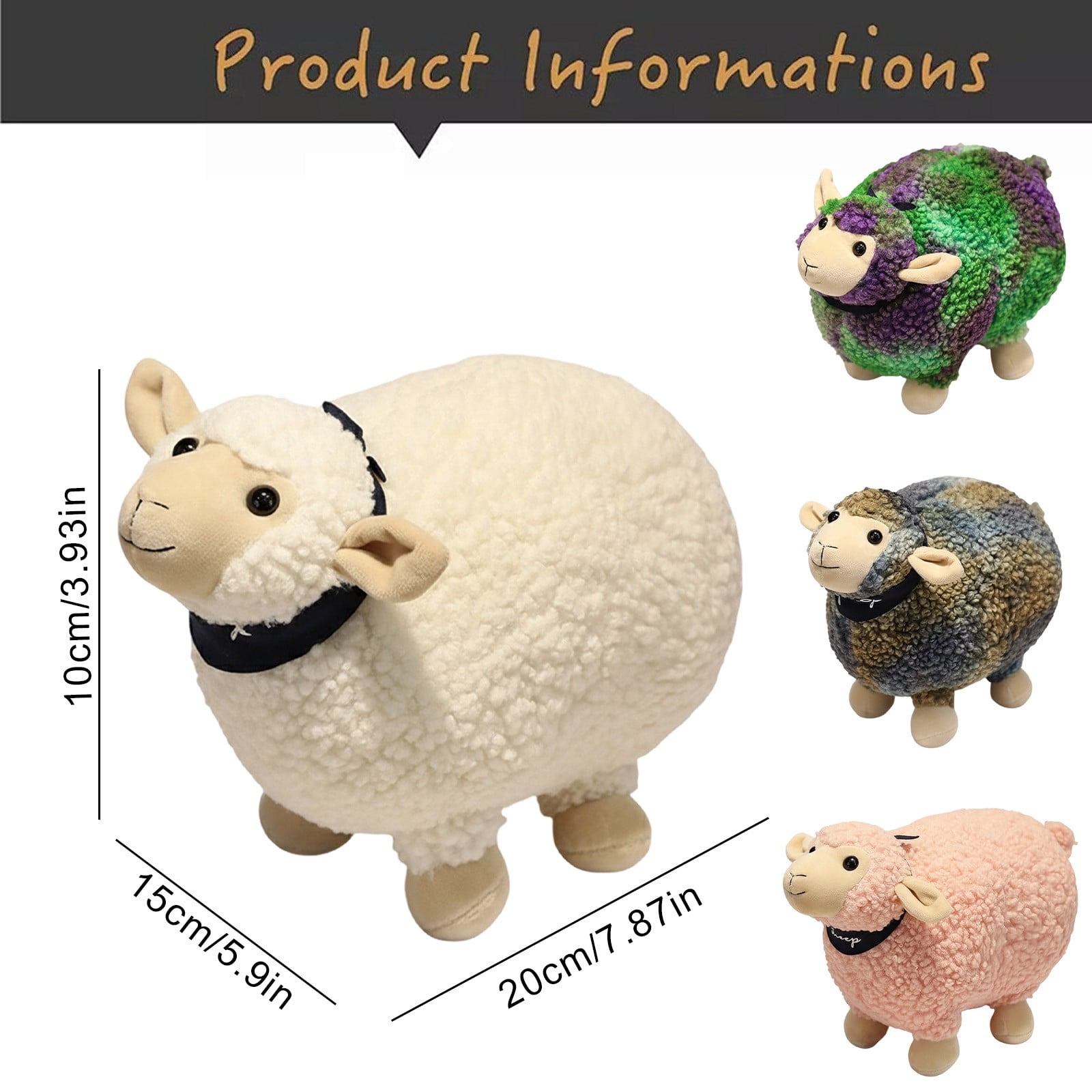 RUIG Lamb Plush Toy, Realistic Sheep Stuffed Animal Toy Characters Stuffed Filled in Limbs 3.9 Inch Soft Huggable for Kids with Stuffed Animals Easter Baptism Gift for Girls Boys