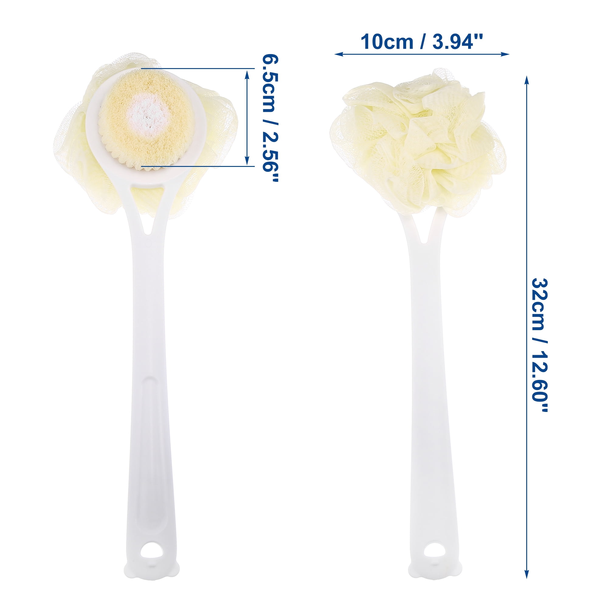Unique Bargains 2pcs Bath Brush with Bristles and Loofah Shower Scrubber for Exfoliating