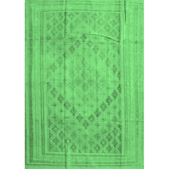 Ahgly Company Indoor Rectangle Southwestern Emerald Green Country Area Rugs, 5' x 7'
