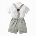 thumbnail image 4 of Toddler Formal Outfit Kid Gentleman Short Sleeve Shirt Bowtie Boy Suspender Shorts Wedding Suit Summer Clothes, 4 of 6