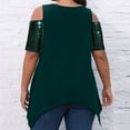 thumbnail image 4 of aidice Plus Size Tops for Women Trendy Round Neck Cold Shoulder Loose Comfy Irregularly Sequin Summer T Shirts, 4 of 8