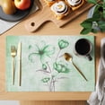 thumbnail image 2 of Green Flowers Placemats Set of 8 Spring Floral Elegant Pastoral Botanical Place Mats Indoor Wipeable Table Mats Washable Cloth Dining Table Placemats for Kitchen Holiday Party Home Decor 13x19 Inch, 2 of 9
