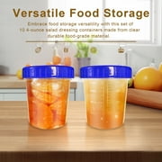 HomeLife 10Pcs 4 Oz Salad Dressing Containers Set for JSCARES Leakproof Stackable Small Containers with Lids Reusable Clear Plastic Dip Cups for Snacks Fruits Sauces