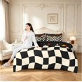 thumbnail image 5 of Manfei Vintage Grid 7 Pieces Full Size Bedding Sets,Modern Check Full Size Bed in a Bag,Black Blue Red,Black Reversible, 5 of 7